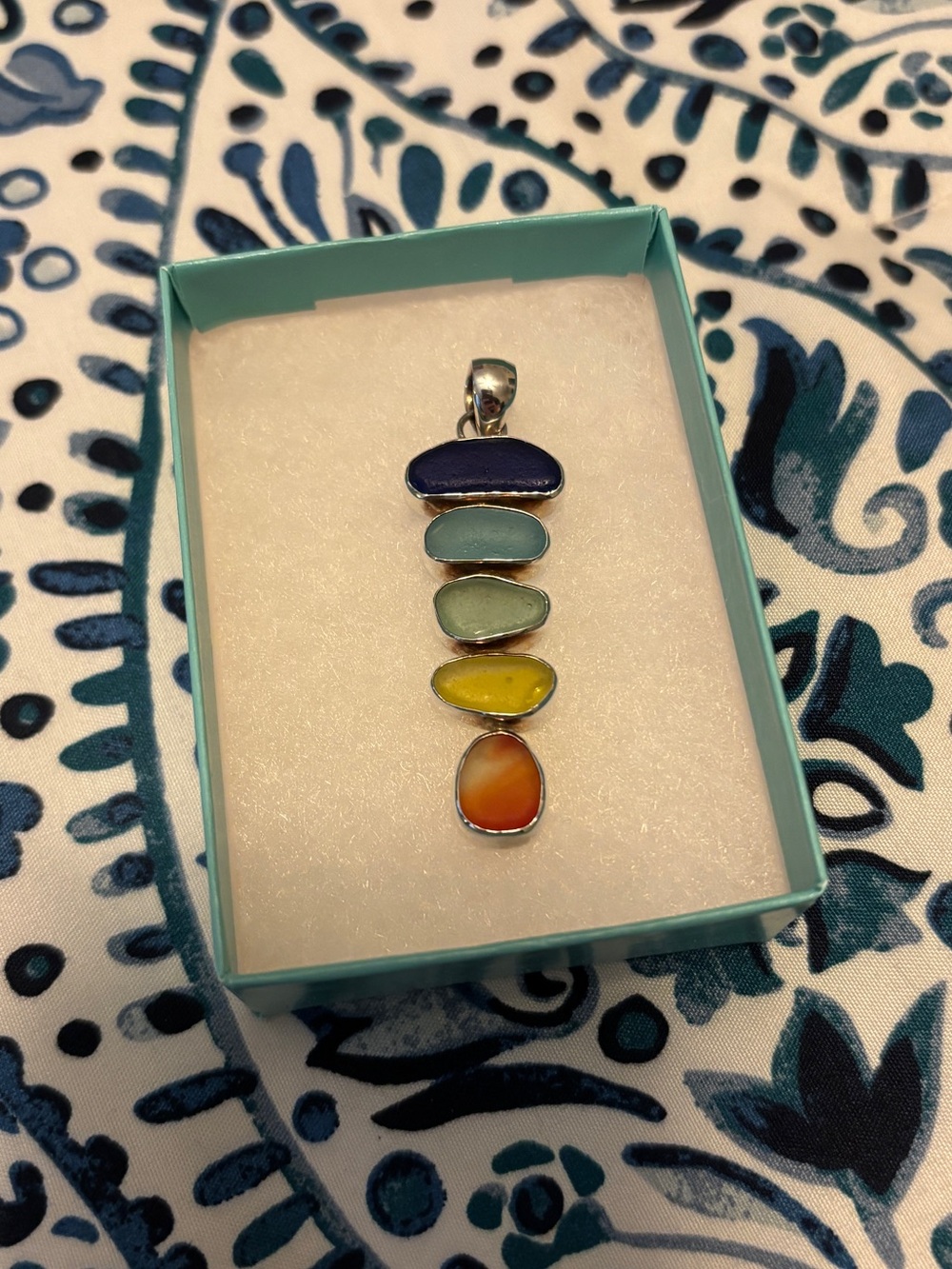 Lita Sea Glass Jewelry Rainbow Tiered Necklace Pendant